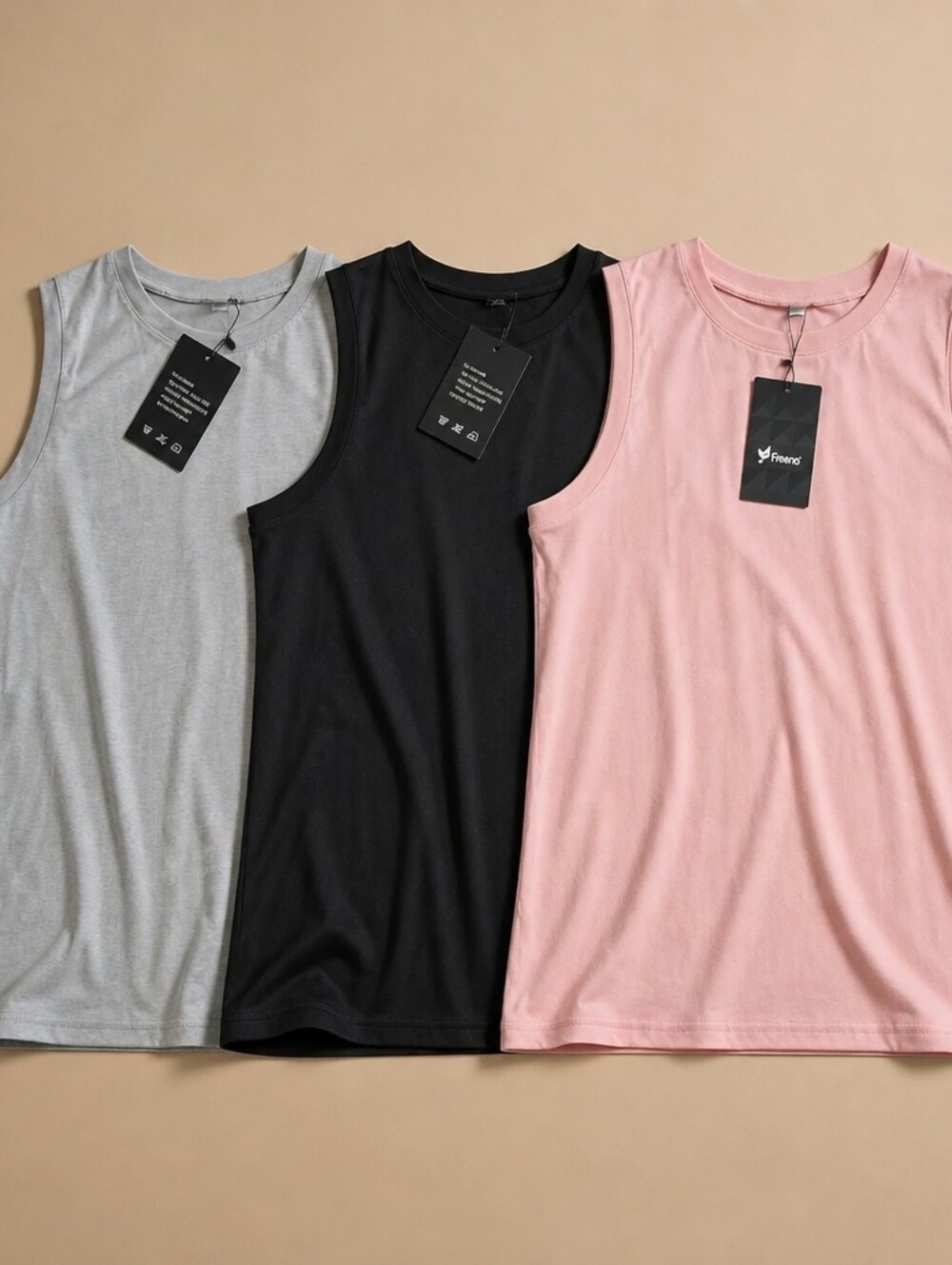Freeno Basics Set of 3 Performance Muscle Tank Tops